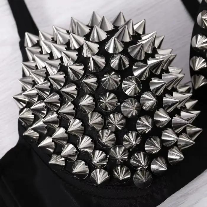 Módna Rivets Punk Rave Braletka Gotická Podprsenka Sexy Push Up Košíček Diskotéka Párty Bar Módne Horúce Podprsenky pre Ženy