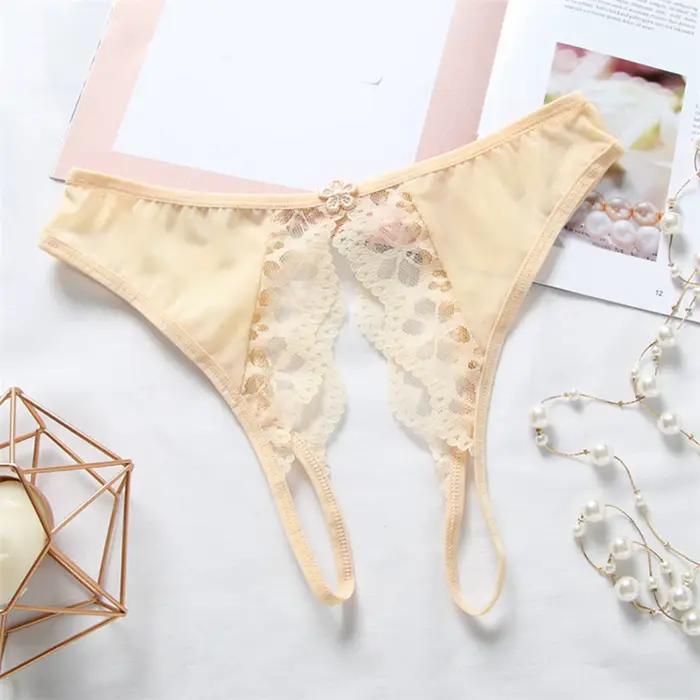 Y2k culotte d'ouverture pour femmes, slip Sexy en dentelle florale, tongs mignonnes, vêtements de nuit populaires, Occasions romantiques