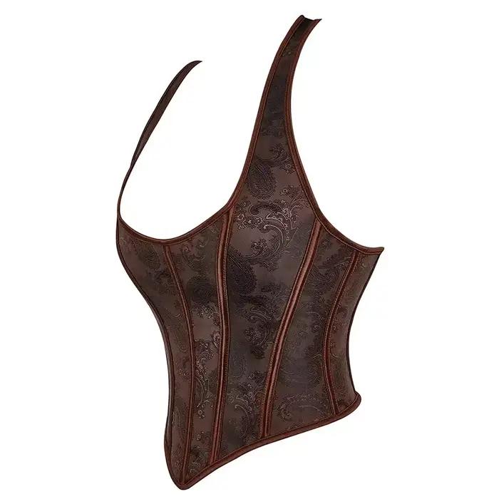 Corset Sexy avec sangle, Bustier grande taille pour femmes, broderie de fleurs, surbuste, torse court, Lingerie Vintage à la mode