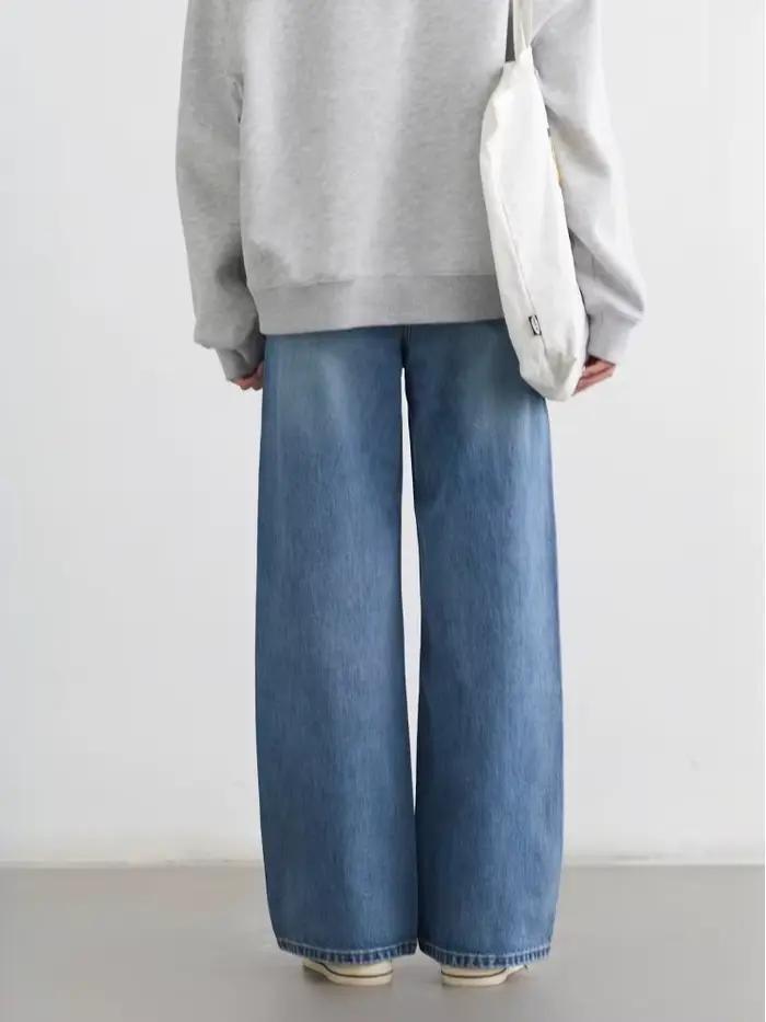 CHIC VEN dámske džínsy modré voľné ležérne pevné nové retro bavlna široké nohavice Denim