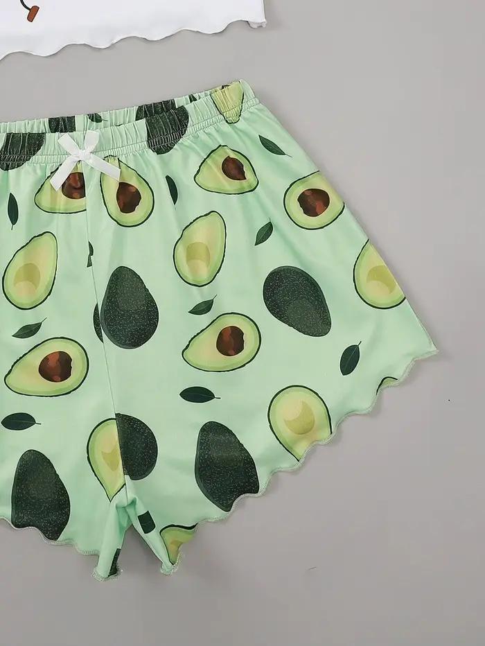 Ensemble pyjama d'été pour femmes, imprimé avocat, Camisole avec short, Lingerie décontractée et Sexy, nuisette, vêtements de maison, sous-vêtements