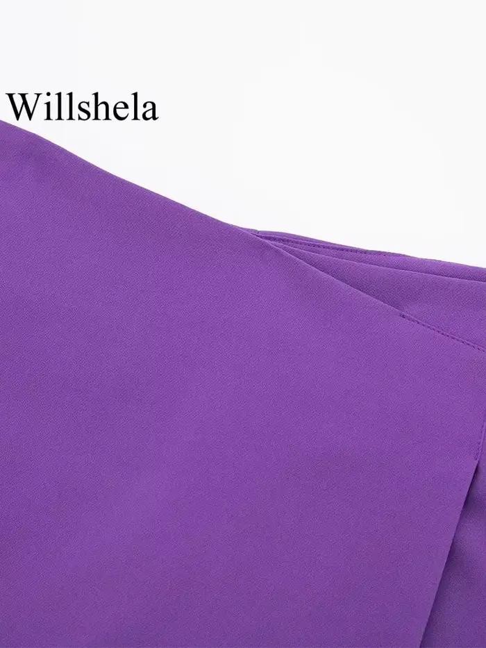 Willshela dámske módne pevné asymetrické bočné zipsové sukne šortky Vintage vysoký pás žena Chic dáma