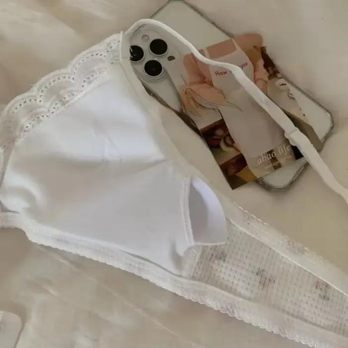 Soutien-gorge pour fille coréen simple en dentelle à imprimé cerise, sans couture, mignon, froncé, fin, respirant, sans armatures, élastique, confortable, lingerie