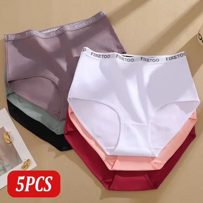 FINETOO 5 pièces/ensemble coton taille haute culottes pour femmes sans couture doux confortable caleçon élastique respirant intimes Lingerie