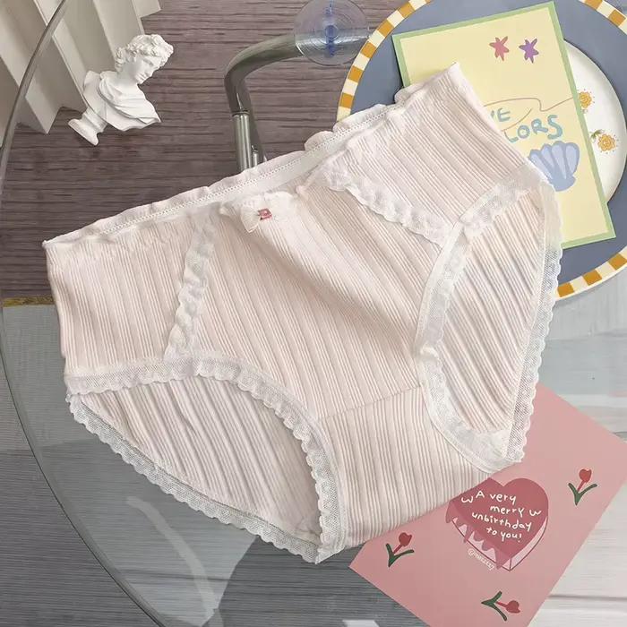 Slips WONTIVE en coton tricoté pour femmes, sous-vêtements féminins élégants et confortables avec motifs arc et rayures, pour toutes les saisons