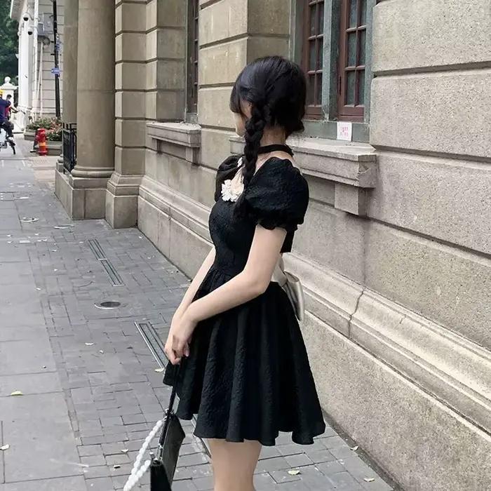 Mini šaty pre ženy Vintage letné prázdniny Street štýl Chic štvorcový výstrih dámske