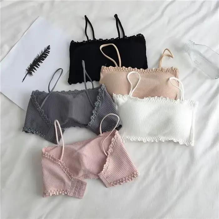 Soutien-gorge en coton pour femme, soutien-gorge tube, sous-vêtement à bretelles pour femme, débardeur élégant, soutien-gorge confort sans couture, soutien-gorge de sport, hauts en dentelle