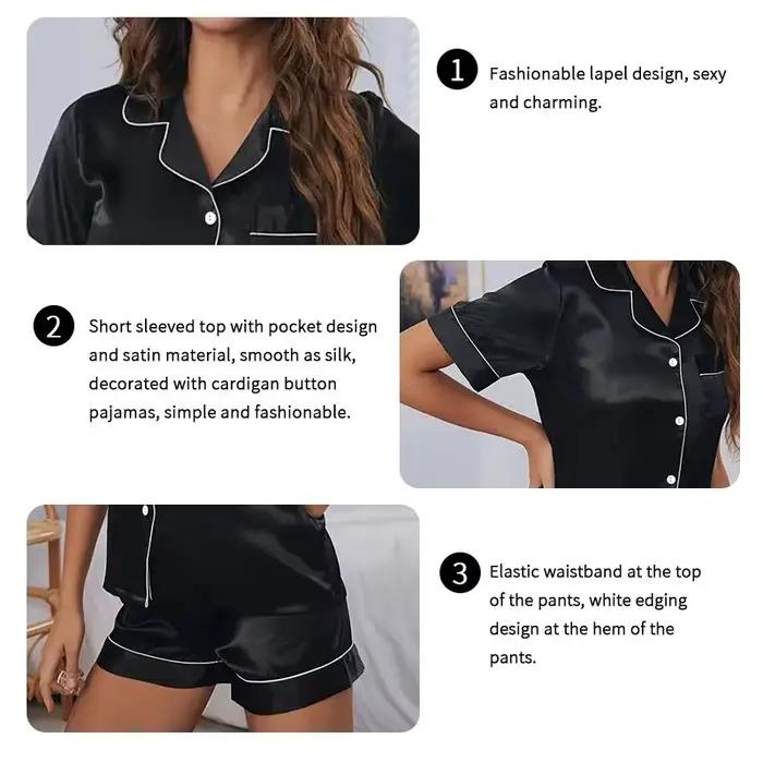 Femmes deux pièces Pj ensembles vêtements de nuit vêtements de détente pyjama boutonné femmes 2 pièces Pijama Homewear ensemble short et haut
