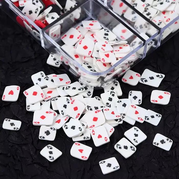 Hracie karty príslušenstvo na nechty prívesky na vlastnú montáž pokerové plátky z polymérovej hliny dekorácia