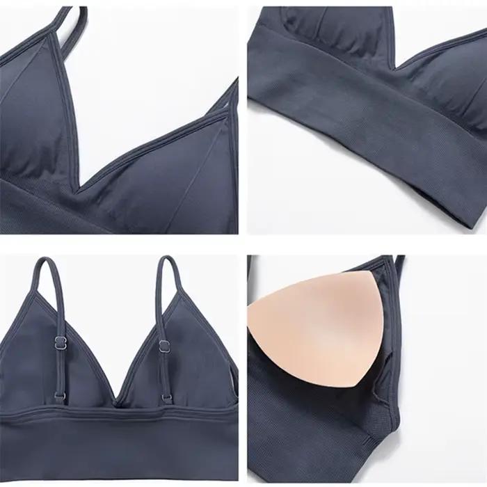 HBC-Soutien-gorge de sport sans couture pour femme, brassière de yoga, fitness, avec bretelles réglables, haut court de course