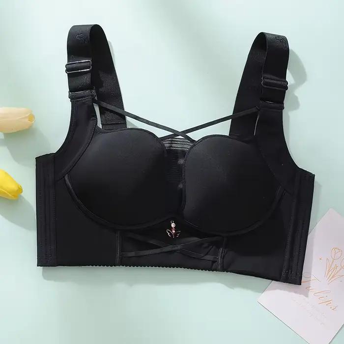 Soutien-gorge Sexy grande taille pour femmes, croisé, Push Up, couverture complète du dos, cache la graisse, lisse, Lingerie sans fil, sans couture, Bh