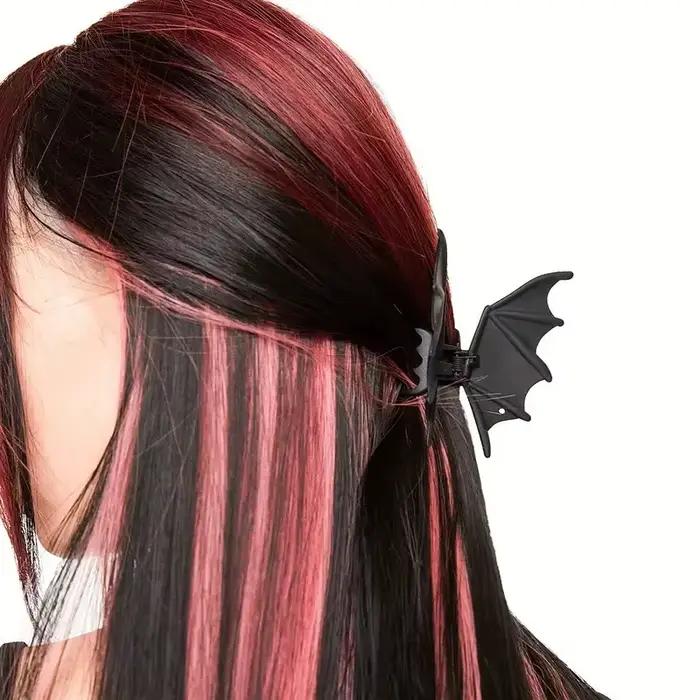 Gothická netopieria spona do vlasov Halloween matná čierna gotická punková s potlačou zvieracej špendlíky do