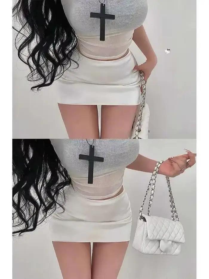 Sister Pure Desire Sexy taille basse pantalons de sécurité Anti Satin pain hanche demi-longueur jupe courte Skorts 2025 nouveau 4N63