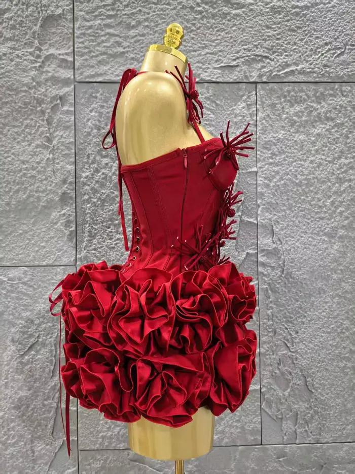 Elegantný štíhly luxusný narodeninový červený čierny obväzový outfit pre ženy Sexy lodičkové šaty na ples celebrít Klub dvojdielny set