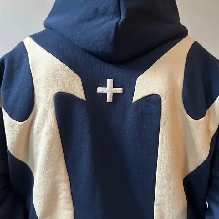 Retro nápisová zipová mikina s kapucňou