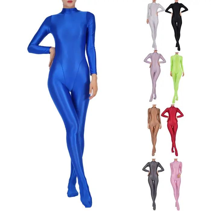 Combinaison complète pour femmes, collants de sport, de gymnastique, de Yoga, à manches longues, une pièce, couleur unie, vêtements de sport en forme de corps