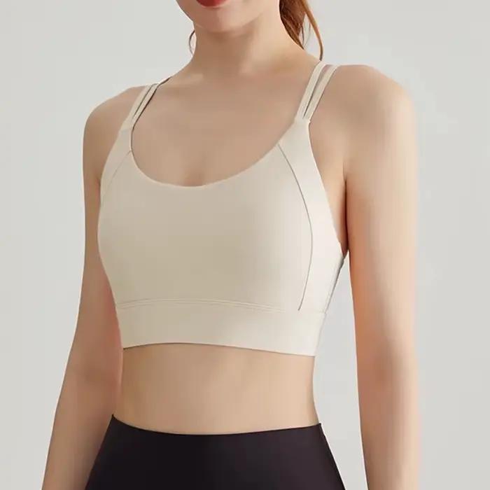 Soutien-gorge de sport de yoga pour femmes, conception de blocage de couleur intégrée avec soutien-gorge de sport à boucle