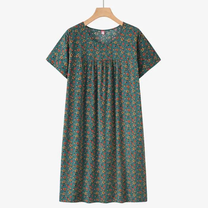 Nouvelle chemise de nuit à manches courtes pour femmes d'âge moyen et âgées, pyjama d'été léger, robe ample pour la maison pour les mamans, tenue d'été