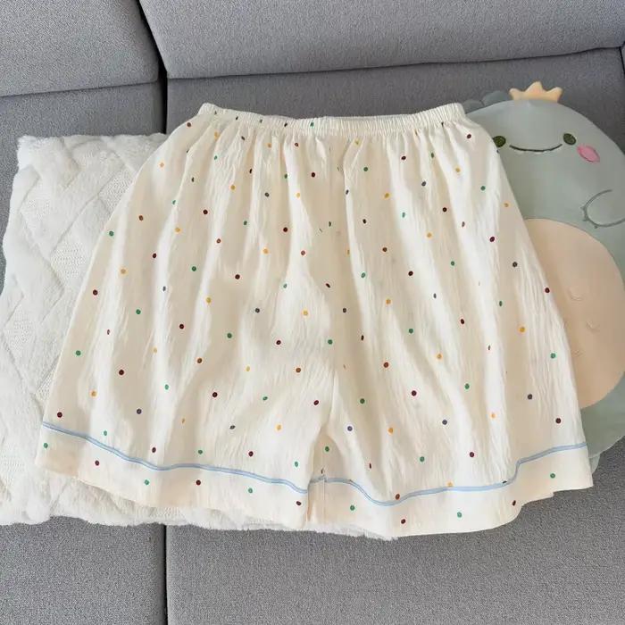 Ensemble pyjama en coton imprimé à pois pour femmes, haut à manches courtes et short, 2 pièces, décontracté, confortable, vêtements de nuit imprimés