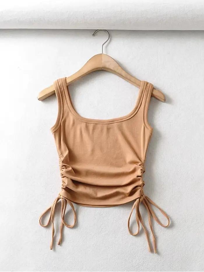 Novinka pre dievčatá - ležérne jednofarebné tielko a camisola so šnúrkou na oboch stranách
