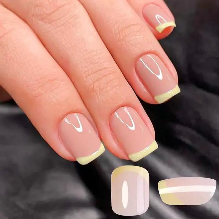 Boîte de 240 faux ongles carrés courts en couleurs douces rose/vert/violet pour femmes occassions spéciales manucure artificielle