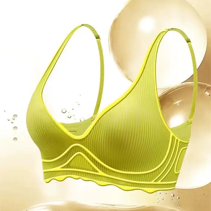 Soutien-gorge sans couture pour femmes, petite poitrine, grand Design creux, sous-vêtements, soutien Non amovible, bonnet Semi-fixe, une pièce, rayé, fin