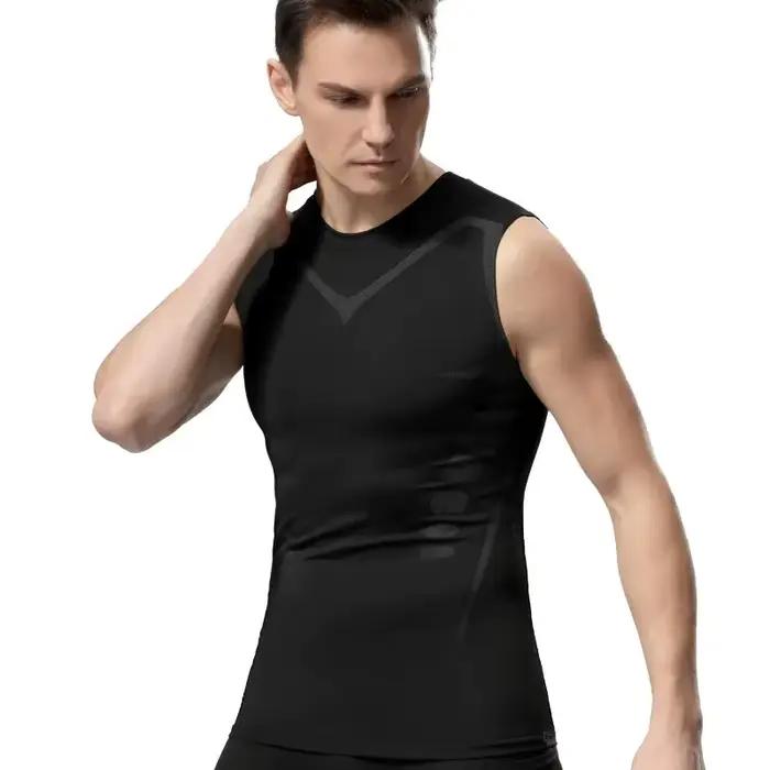 Haut de compression sans manches pour hommes polyester pour sport fitness et musculation