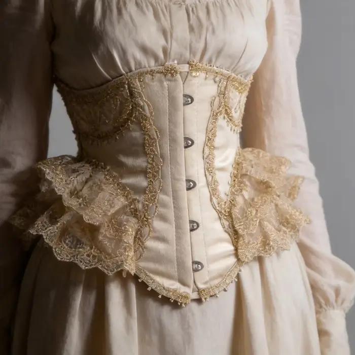 Corset fantaisie en dentelle vintage Lolita à lacets hauts moulants dorés pour femmes occasions spéciales