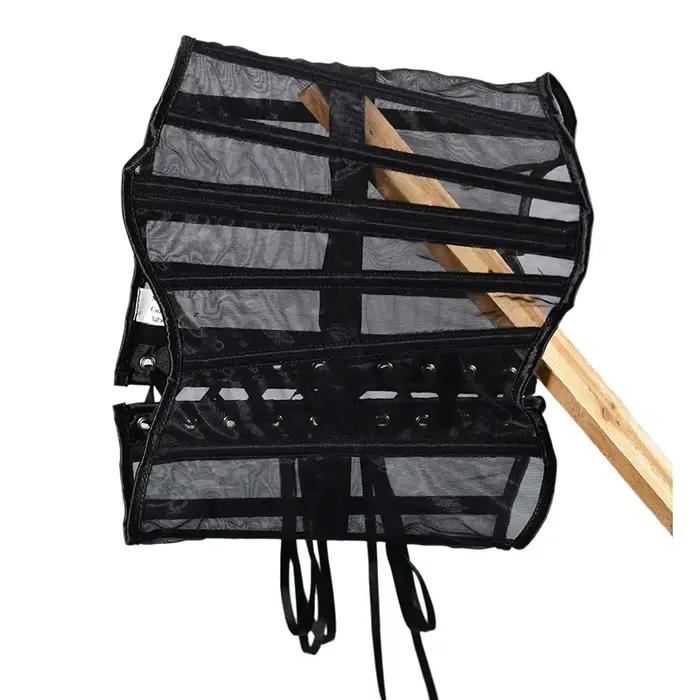 Corset amincissant pour femme avec 16 baleines en acier, en maille transparente, à lacets, rouge, noir, beige, du XXS au 5XL