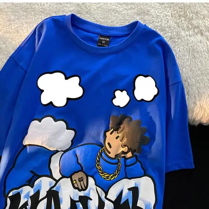 Harajuku oblaky Anime chlapec potlač high street tričká pre mužov Cool Hip Hop oversized voľné ležérne 10
