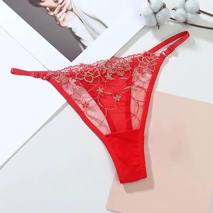 Dámske nohavičky Lingerie s výšivkou, sieťovaná, zvodné tangá