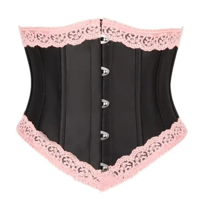 Corset rose sous le buste pour femmes, garniture en dentelle désossée, corsage Lolita de Style français, Bustier Vintage, Costumes de fête de mariage