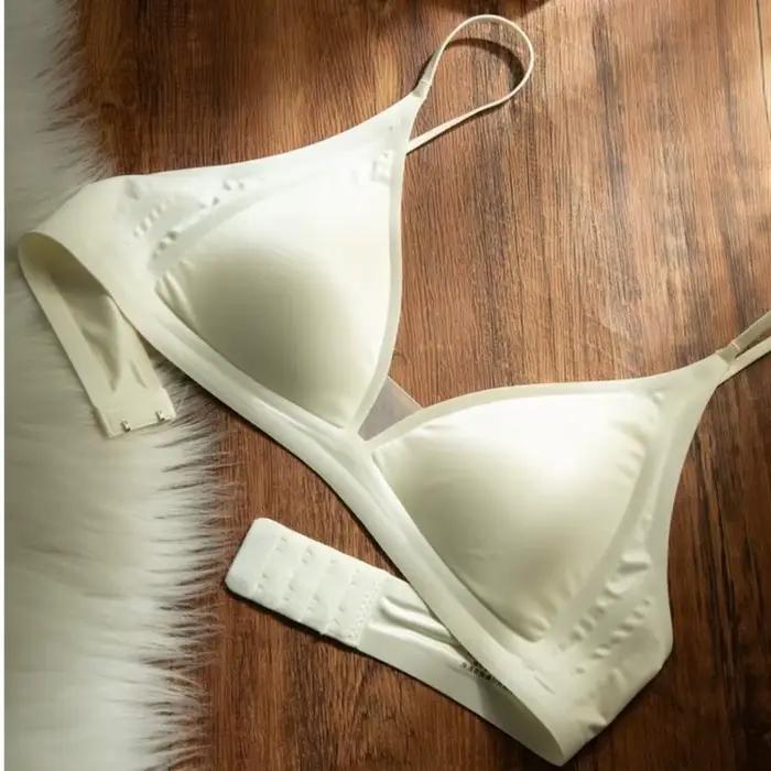 Soutien-gorge français en Satin de lait, décolleté en v profond, sans fil, Support doux, sans couture, dos nu, bretelles ajustées, petite poitrine