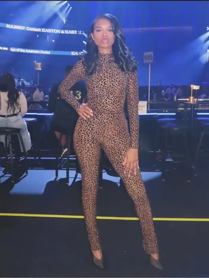 Nibber Priesvitná Sexy Leopard Sieťovina Kombinéza Pre Ženy