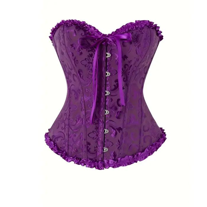 Corset pour femme vintage en jacquard, haut bustier amincissant, gaine amincissante, serre-taille rose, corsets overbust gothiques vintage, basques