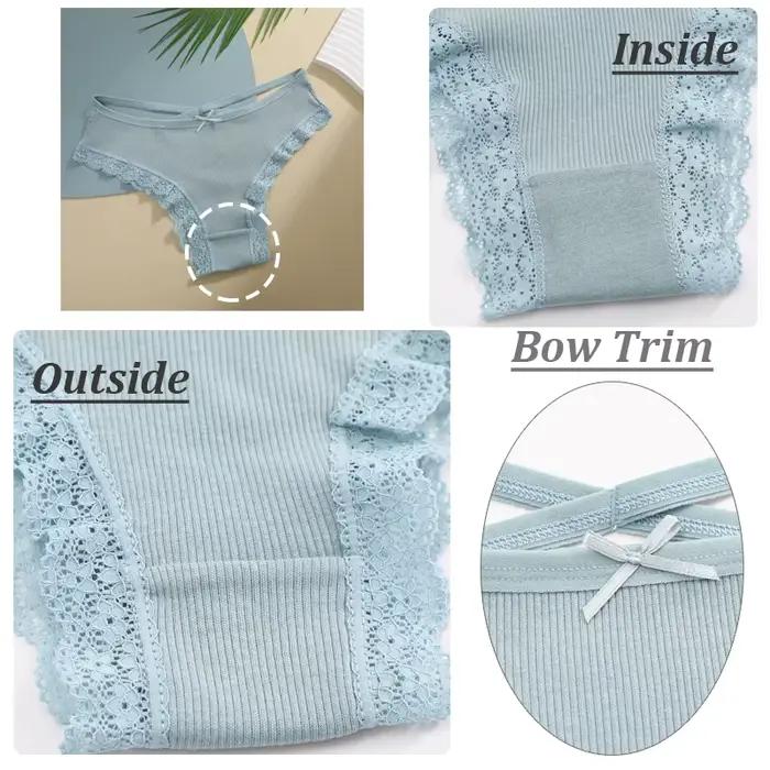 3 pièces/ensemble femmes coton culottes Sexy taille basse dentelle culotte brésilienne évider doux respirant Lingerie femme arc sous-vêtements S-XL