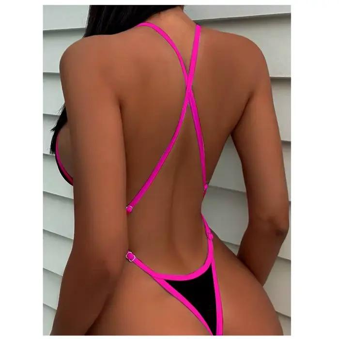 Cikini Summer Beach Jednodielne plavky s kontrastným lemom a lodičkovým výstrihom pre ženy - Sexy