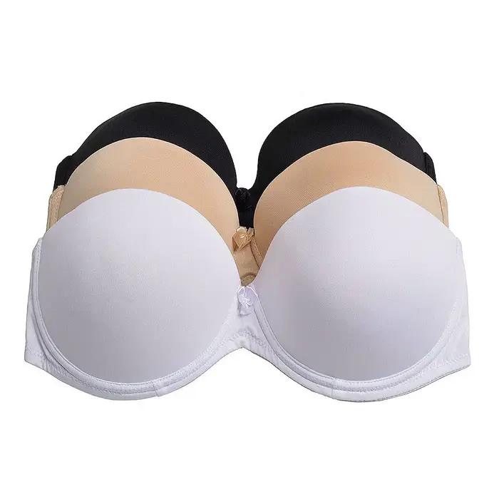 Vgplay soutien-gorge blanc sans bretelles Push Up Lingerie antidérapante bande transparente sangle soutien-gorge femme grande taille pour gros seins 32-44 C D E F