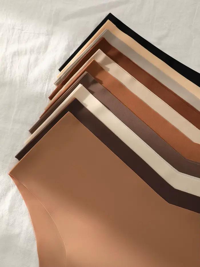 Ensemble de 3 culottes sans couture pour femmes, sous-vêtements sexy respirants à taille basse, slips en soie unie, culottes invisibles sans couture pour femme
