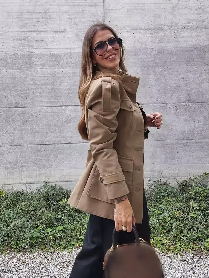 HH Dámska jesenná módna bunda s dlhým rukávom