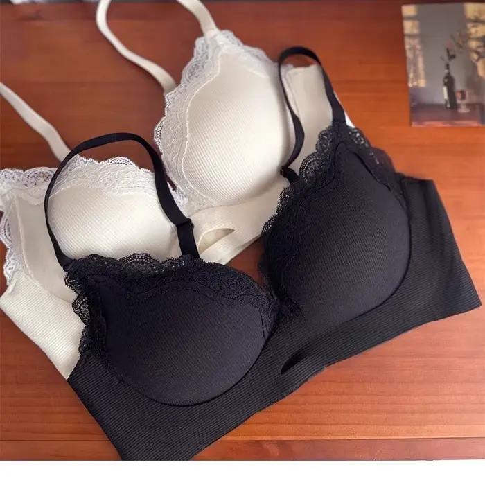 Soutien-gorge sans fil tout-en-un pour petite poitrine, dentelle sexy avec doublure brossée, soutien push-up et anti-taches latérales BANERDANNI soutien-gorge sexy AB