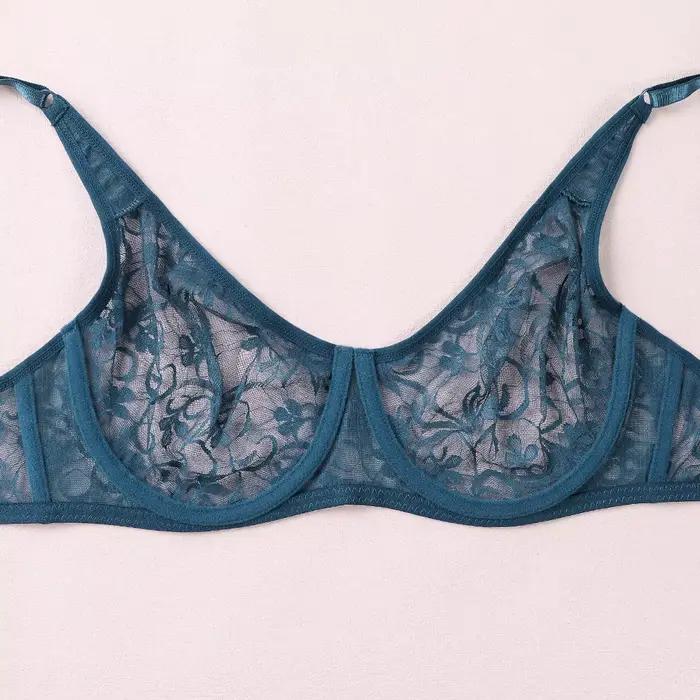 Soutien-gorge sexy tricoté avec broderie fleur ultra-respirant pour femmes en élasthanne et polyamide pour tous les styles de poitrine et tailles