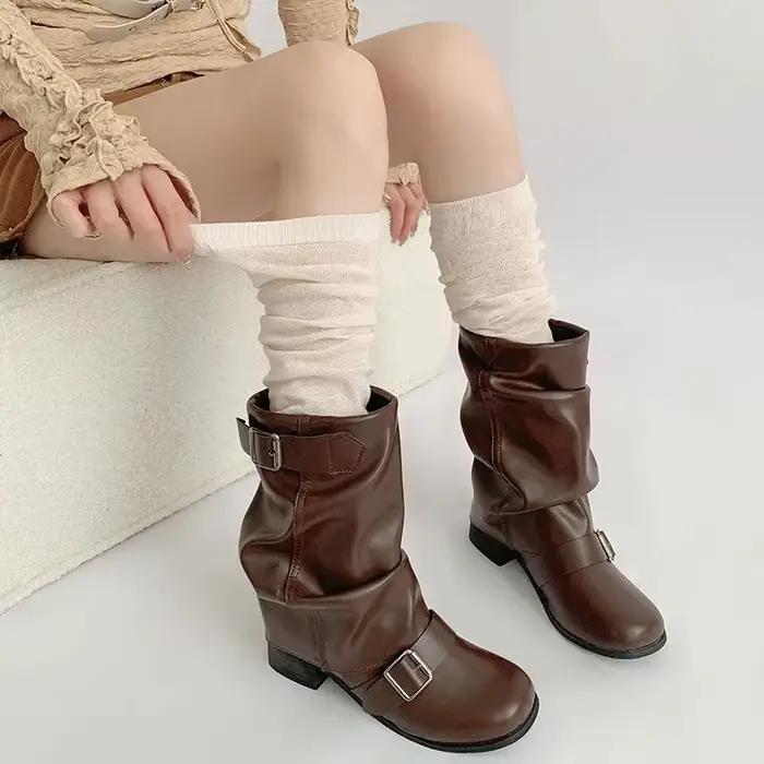 Chaussettes de nuit pour femme, chaussettes de cheville, chaussettes montantes, chaussettes de ballet, chaussettes en molleton, gris, blanc, pour l'automne, pour la salle de classe