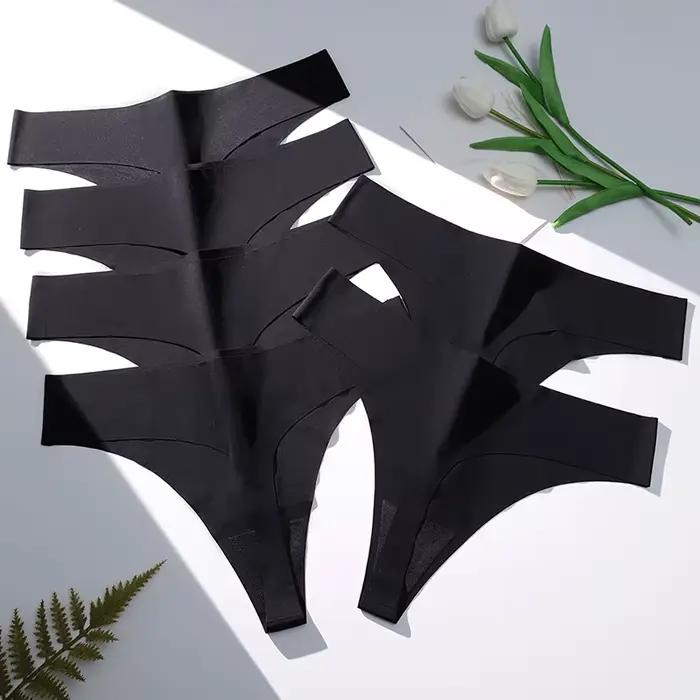 TrowBridge sans couture femmes culottes coupe en V Sexy femme tongs soie Satin sous-vêtements doux confortable Lingerie chaude g-strings sport t-back