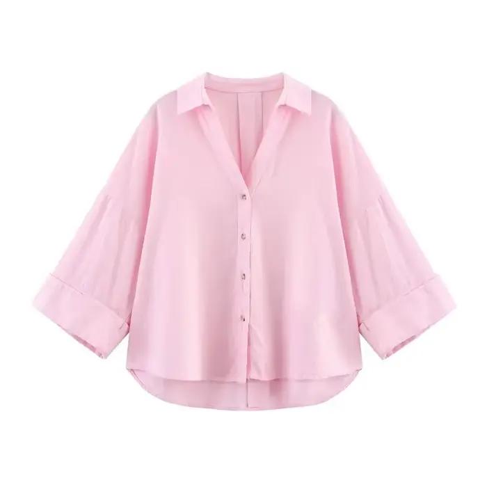 Chemise Mujer décontractée rayée polyester pour femmes été plage style élégant confortable ajustement ample occasions spéciales