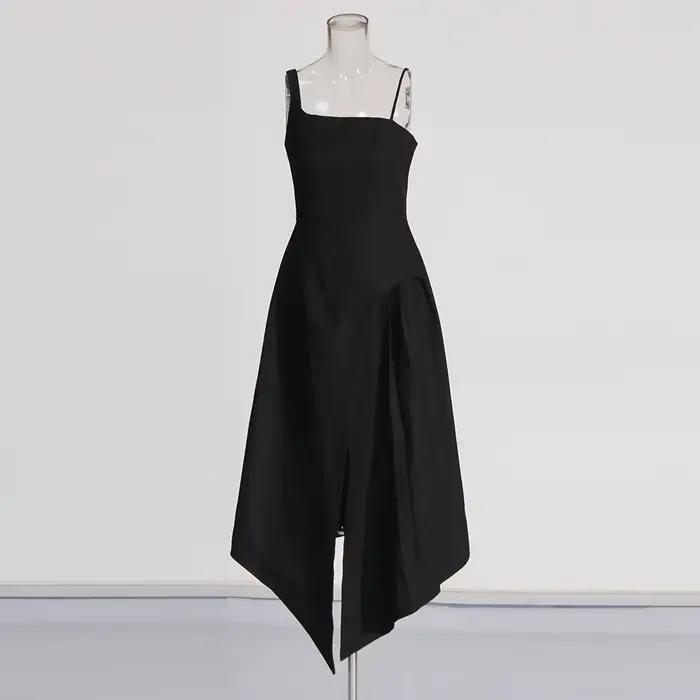 TWOTWINSTYLE odnímateľný plášť elegantné šaty pre ženy so štvorcovým výstrihom bez rukávov s vysokým pásom a rozparkom