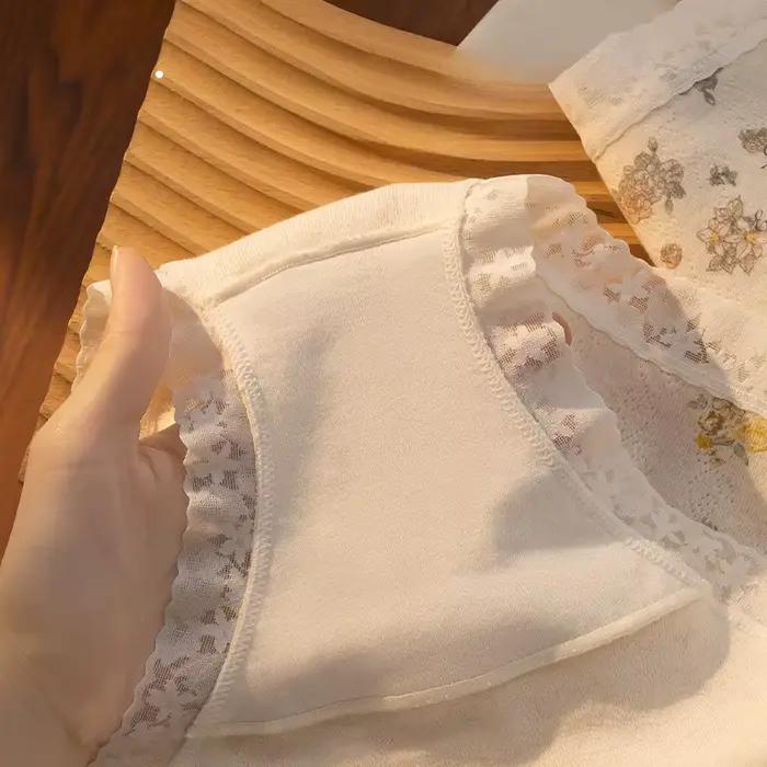 Culotte en coton et élasthanne avec dentelle et motif floral pour femmes occassions spéciales lingerie romantique et féminine