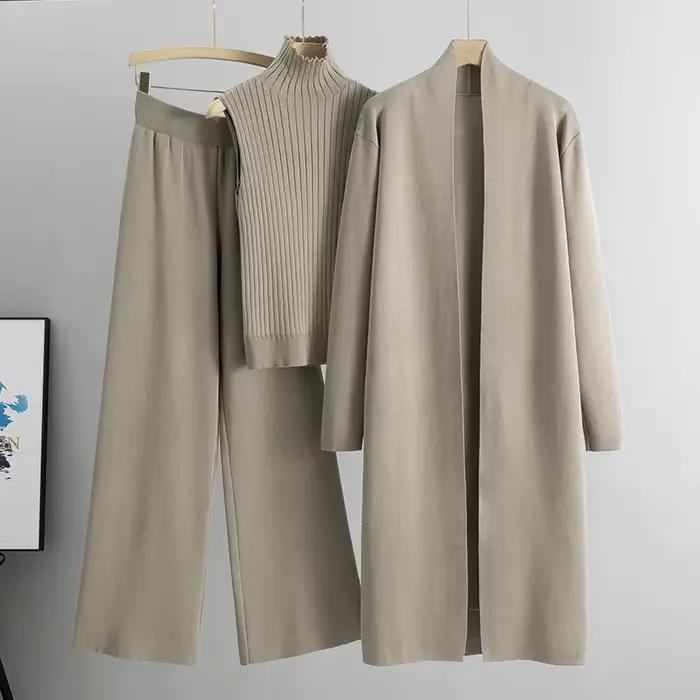 Jarná jeseň 3-dielny dámsky cardigan voľnočasový set