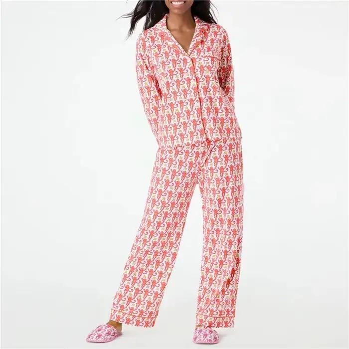 Pyjamas mignons et élégants pour femmes, style cartoon années 2000, col en V, polyester doux, deux pièces, nuit de sommeil confortable, cadeau idéal pour occasions spéciales