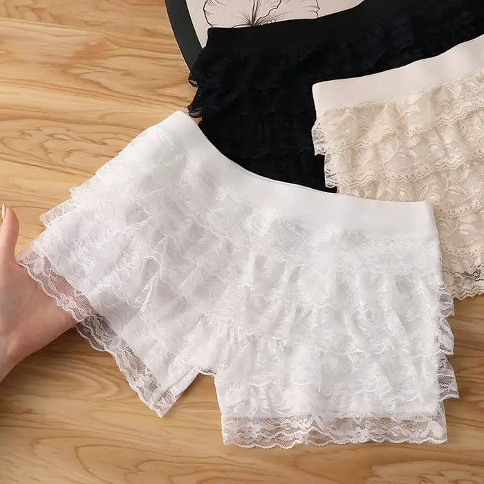 Taille moyenne Sexy respirant femmes culottes doux confortable mince sous-vêtements Boxer pantalon dentelle Anti-exposition Leggings pantalons de sécurité